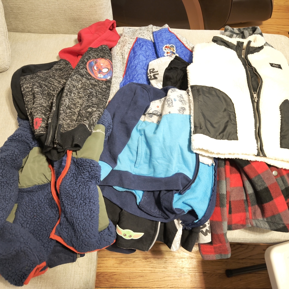 Bundle 10 Jackets Hoodie Tops Kids' Mixed Color Outdoor Collection Size XS 5/6